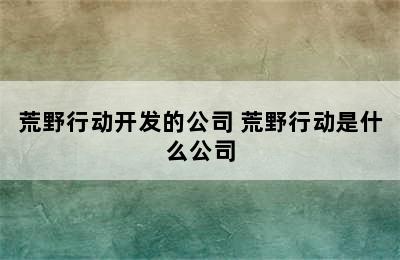 荒野行动开发的公司 荒野行动是什么公司